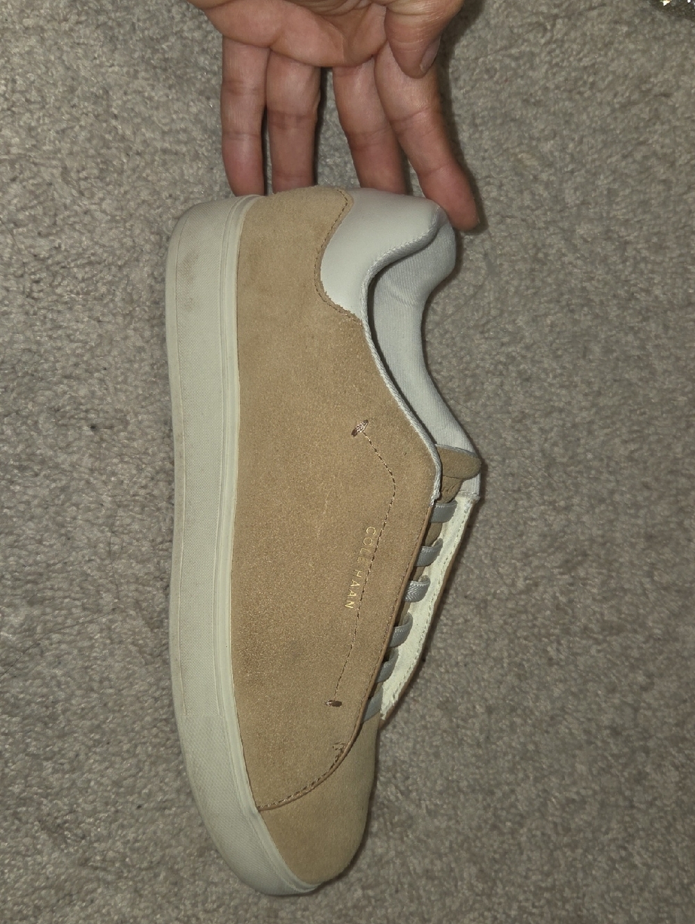 Cole Haan Tan Suede Low-Top Sneakers with White Accents